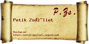 Petik Zsüliet névjegykártya